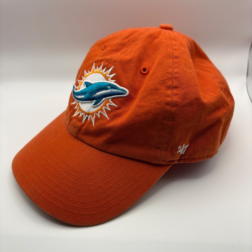 '47 Brand Miami Dolphins NFL Baseball Cap Hat Orange Adjustable OSFA Cotton